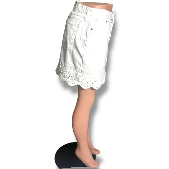 J. Crew White Denim Eyelet Hemline Detail Classic Preppy Feminine Mini Skirt - Picture 4 of 16